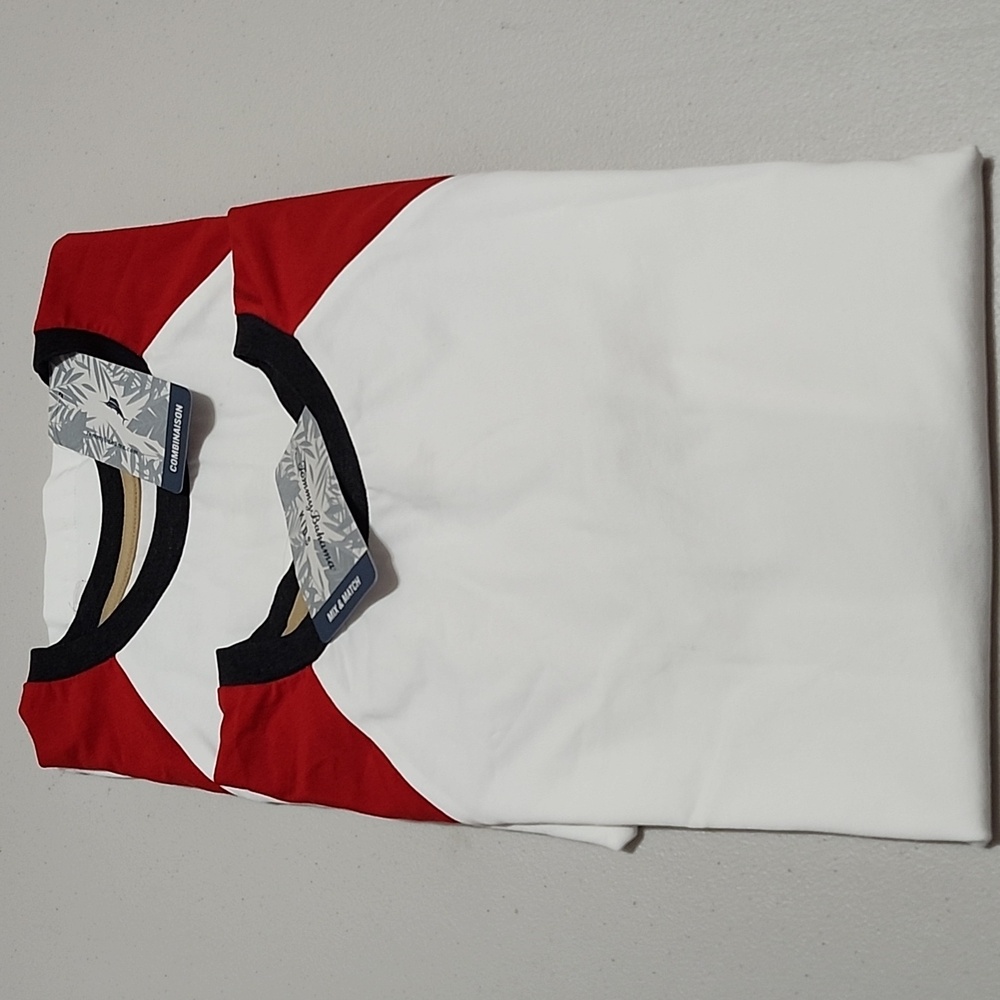 Set of 2,NWT SzL Tommy Bahama Red, Blue and White Boys Long Sleeve Tees